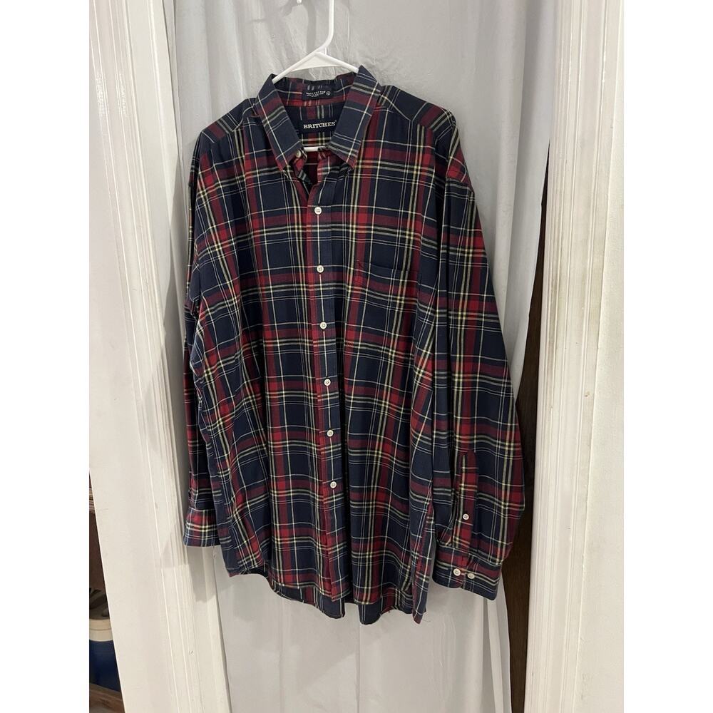 Britches Red Blue Plaid Long Sleeve Button Up Shirt Sz Xl